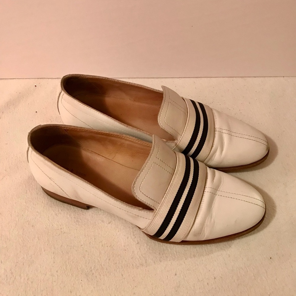 RAG & BONE WHITE LEATHER LOAFERS SHOES.